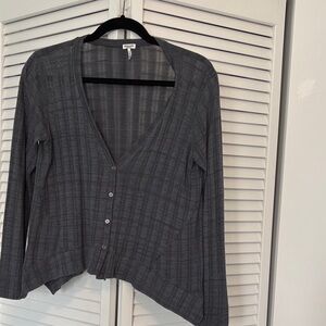 Splendid Charcoal Button-Down Sheer Women's Shirt/ Sweater